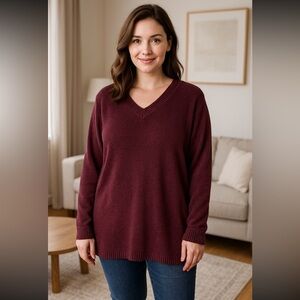 Cherokee women’s V-neck longsleeve tunic sweater size 2 X Cozy Weekend